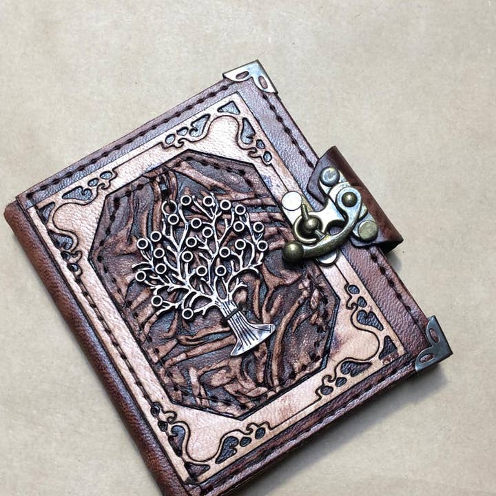 ML Marcaleather – Großhandel Tagebuch – Tree Of Life Mini-Notizbuch aus Leder zum Basteln, zerknittert