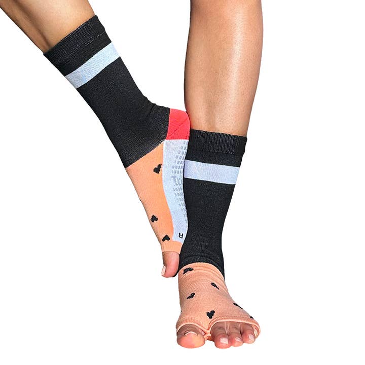 Tucketts - Wholesale Socks - Women's - Crew Toeless - Spice Color Blocking - Grip Socks