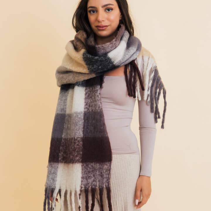 Leto Accessories - Wholesale Scarf - Women's - Cozy Breeze Oversized Fringe Scarf - Fall & Winter Essential