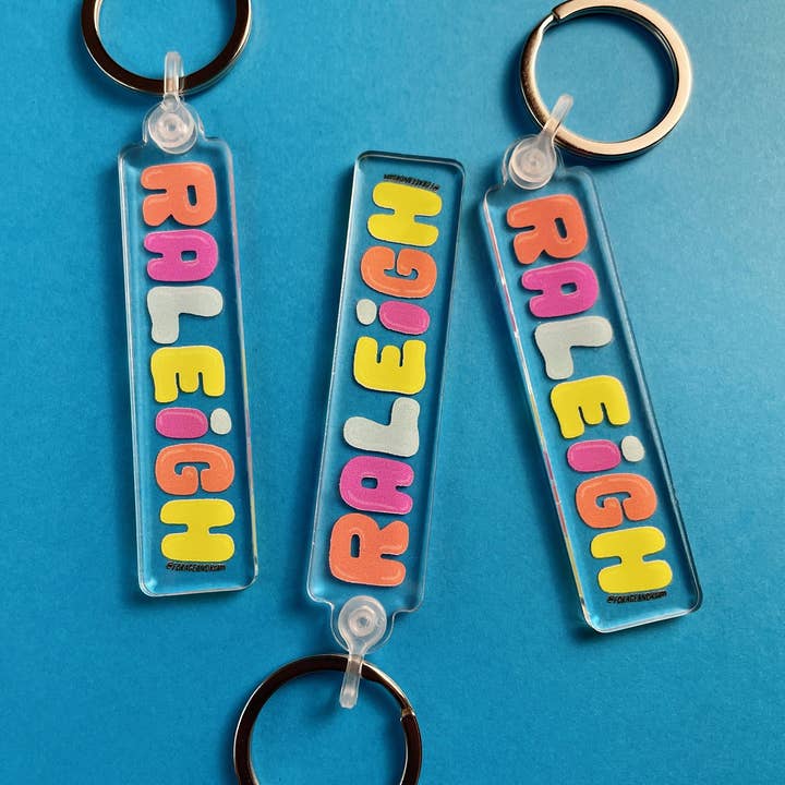 Raleigh Groovy Keychain for wholesale by Forage and Roam Design Co., LLC