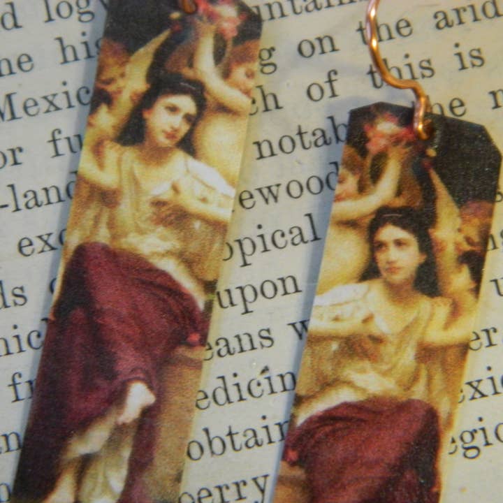 Kunst Øreringe Kvinder med Cherubs Bouguereau for engroshandel hos Sarah Wood Studio