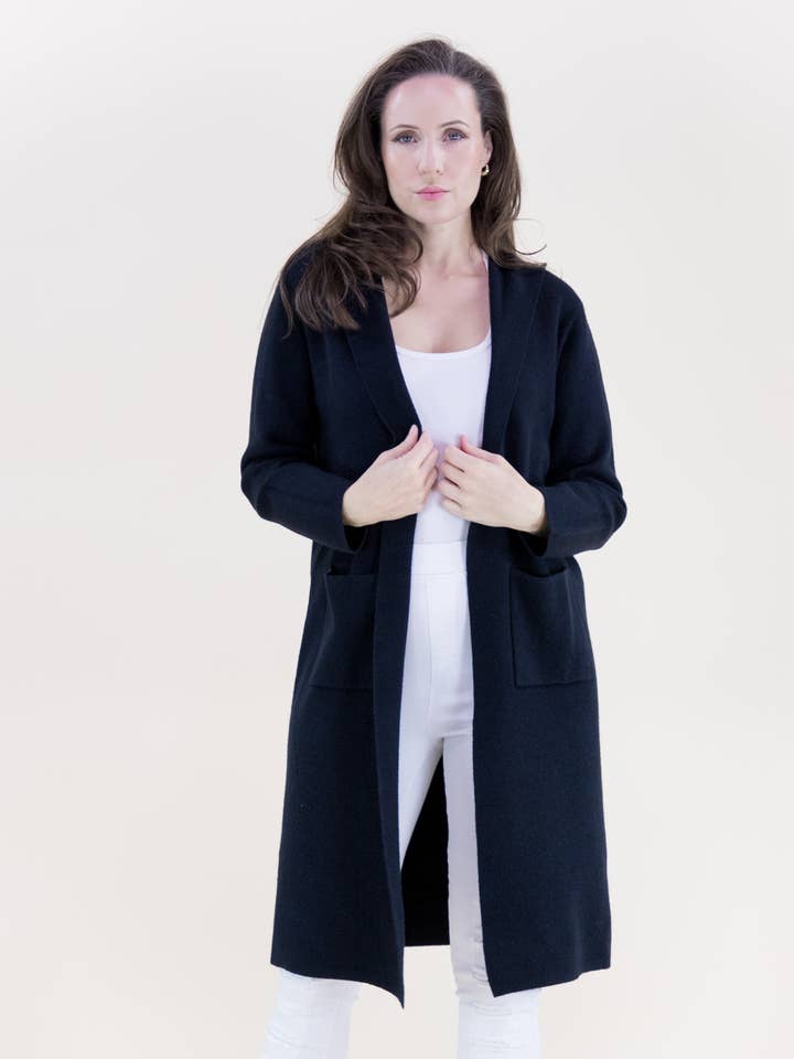 Cardigan de détente ouvert à capuche élégant pour la vente par Original USA