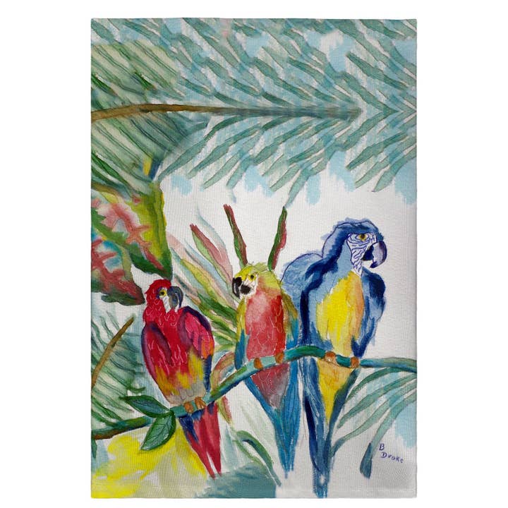 Parrot Family gastendoek voor wholesale door Betsy Drake Interiors