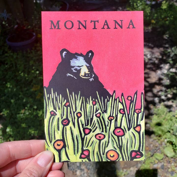 Postcard - Montana Naptime Bear for wholesale by Sarah Angst Art