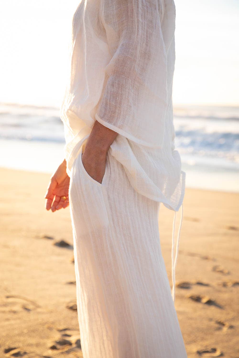 Arana Linen Pant - Off White for wholesale on Faire4