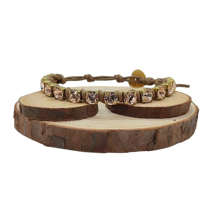 Braccialetti a catena in cristallo grandi - Quarzo dorato per la vendita all'ingrosso da parte di QUÉ MÁS JEWELS