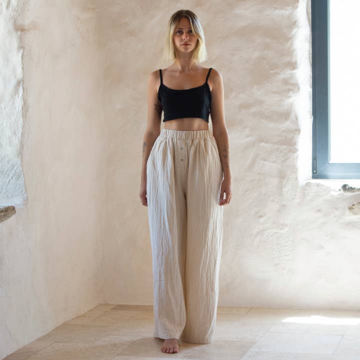 loom.ist - Vendita all'ingrosso Pantalone - Donna - Pantaloni in cotone a doppio strato di mussola13