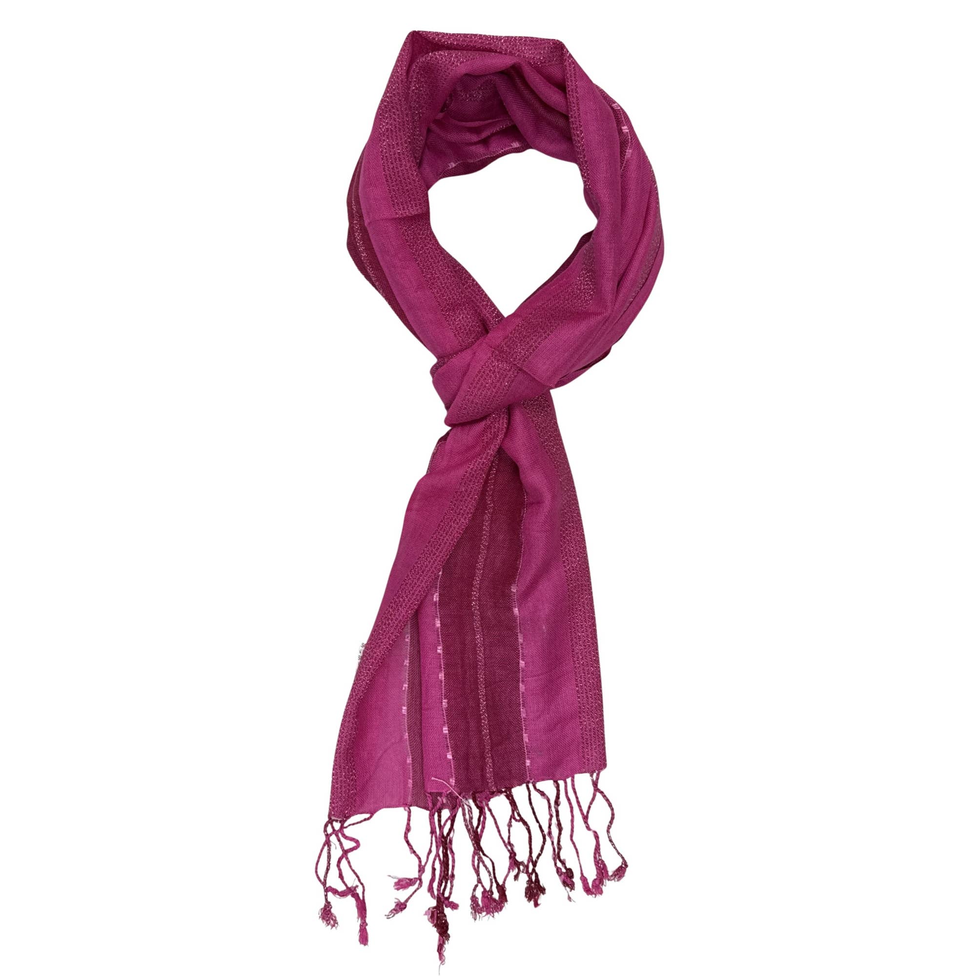 Treasure Jewelry - Wholesale Scarf - Women's - Hand-Loomed Viscose-Blend Tassel Scarf – Plaid & Striped0