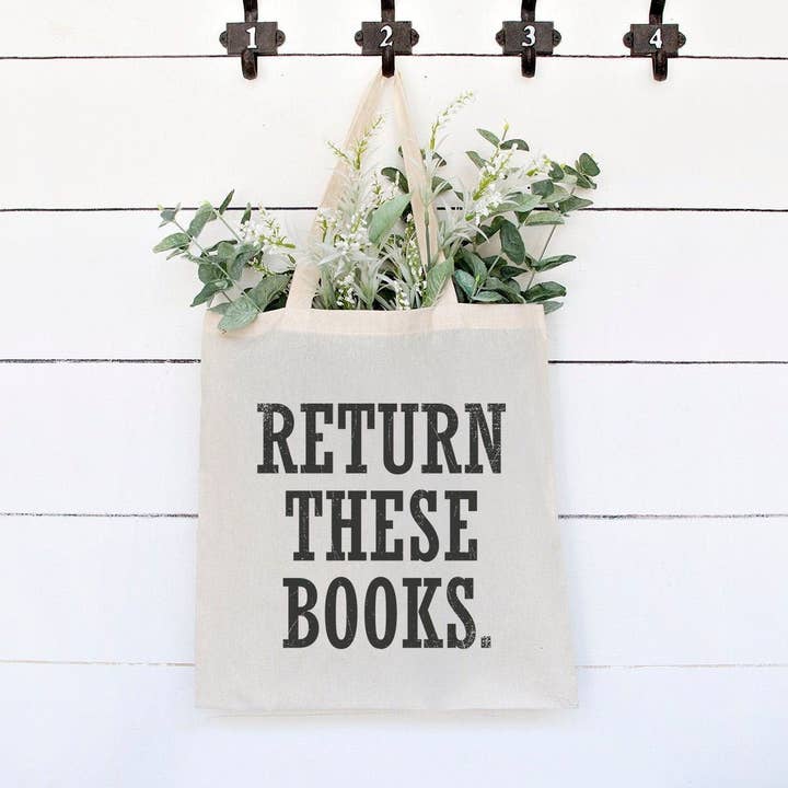 Return These Books Tote Bag Library Book Bag for wholesale by Rising Tide Vintage