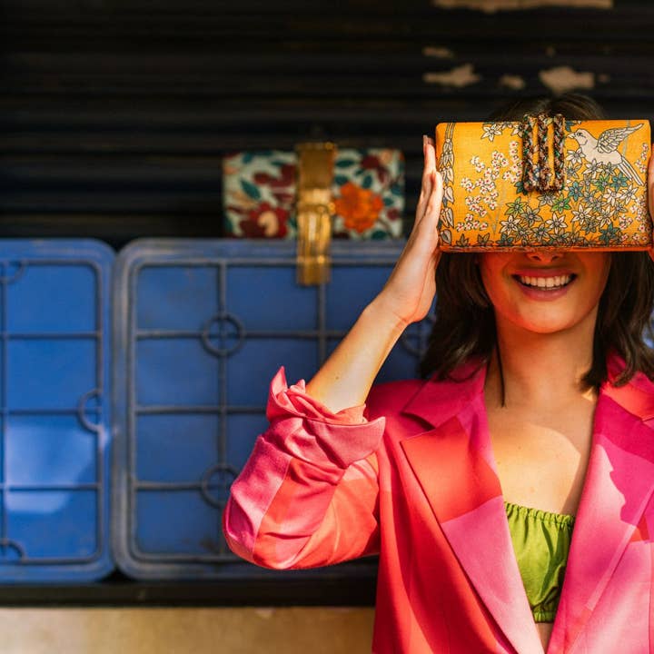 Simitri - Wholesale Clutch Bag - Women's - Orange Paradise Bird Braided Clutch6