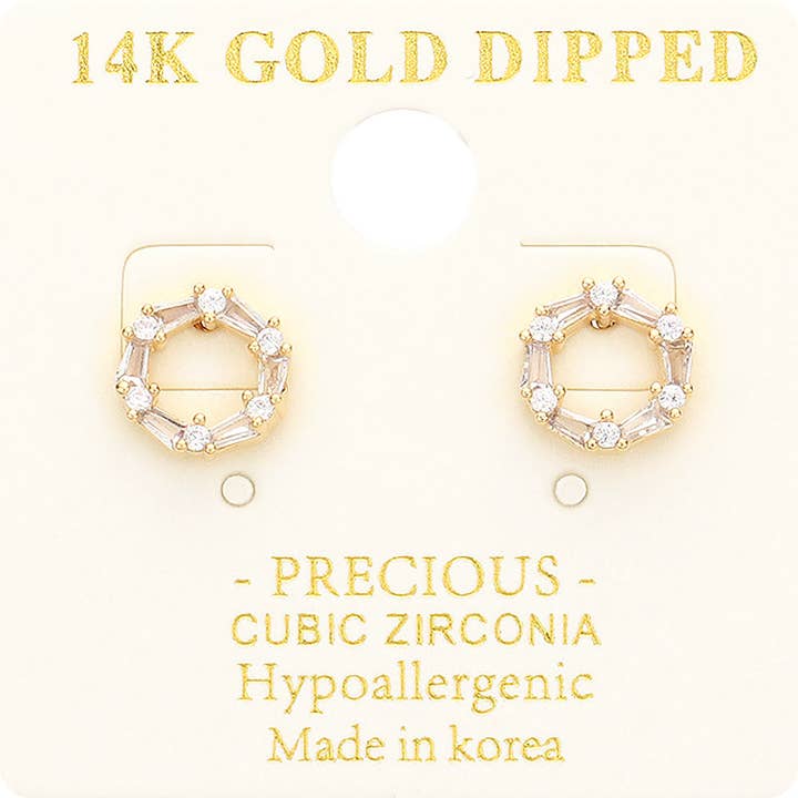 Örhängen i 14K guldplätering med CZ-prydda öppna cirklar för wholesale av Sensibling Corp.