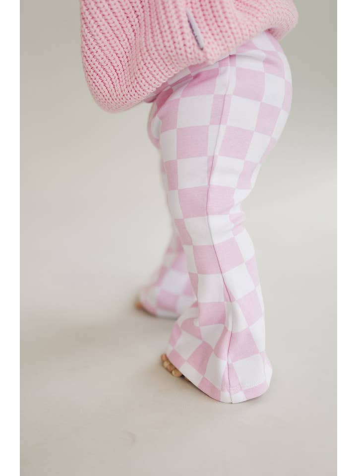 Lucky Panda Kids - Wholesale Pants - Baby - Checkered Flare Pants | Pink5