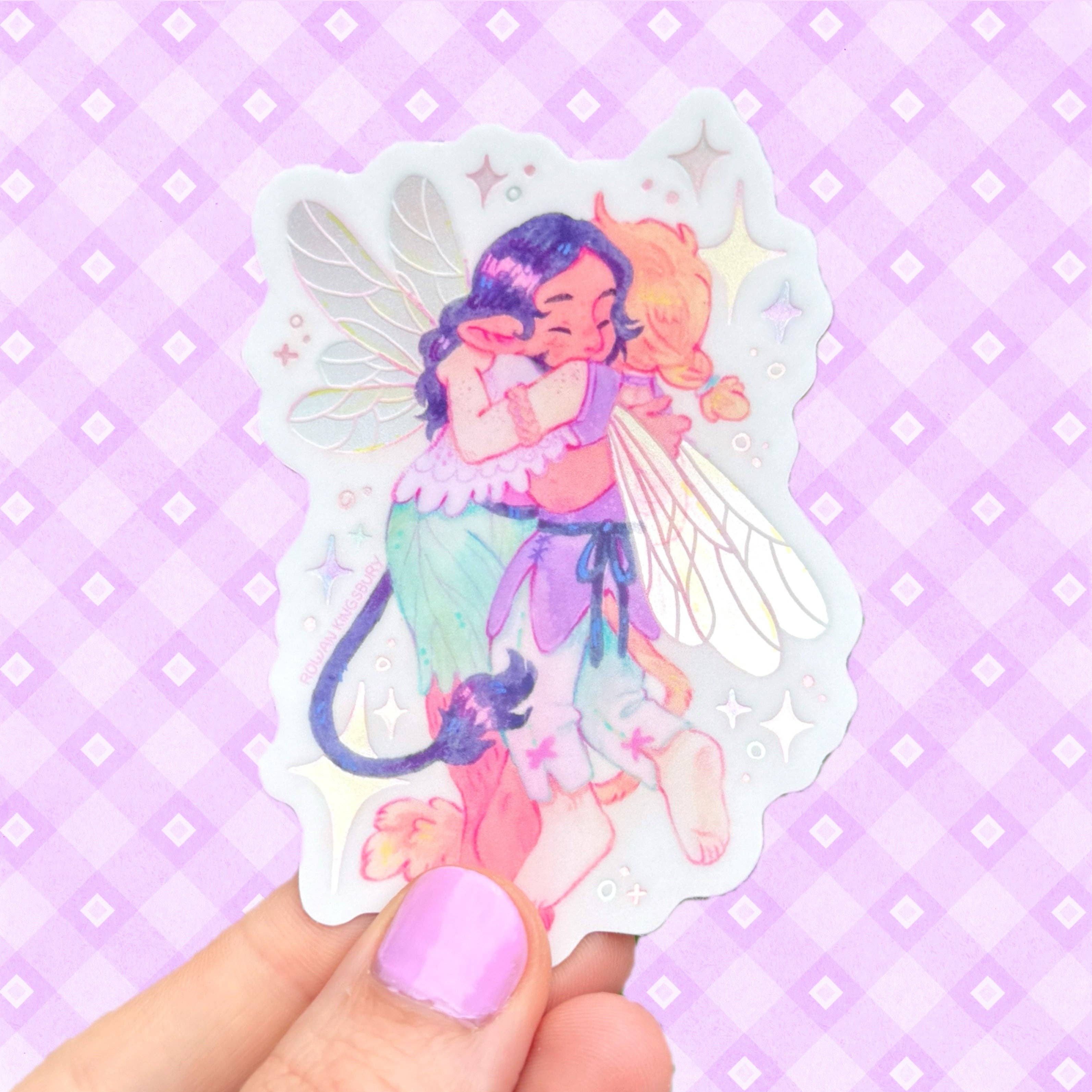 Rowan Kingsbury - Wholesale Sticker - Fairy Hug Iridescent Sticker0
