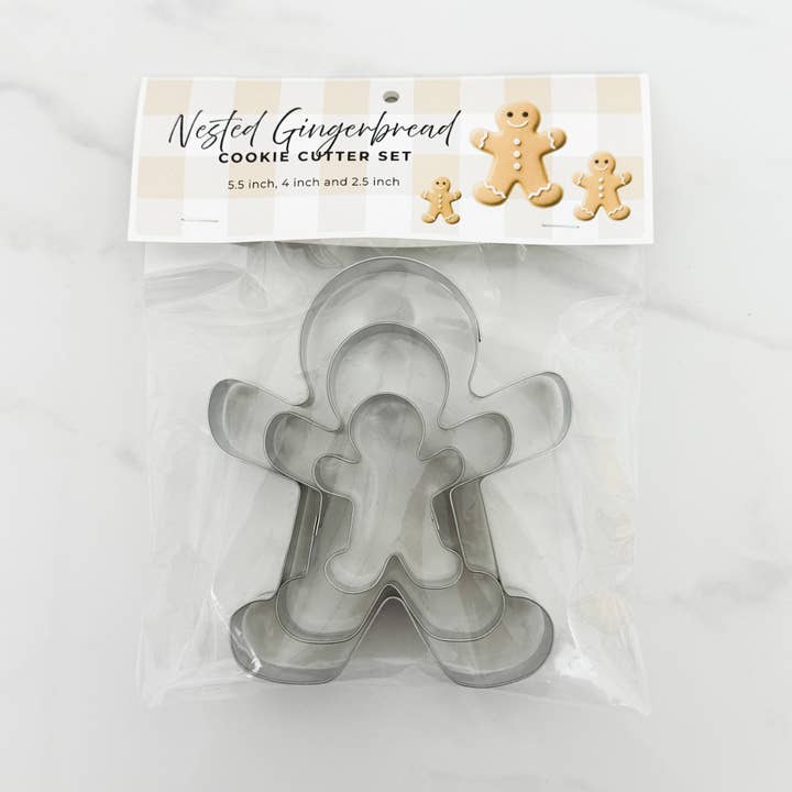 Set di Tagliabiscotti a Forma di Omino di Pan di Zenzero 3 Pezzi HS0518 per la vendita all'ingrosso da parte di CookieCutter.com