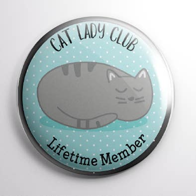 Cat Lady Club button pin for wholesale by Pixel & Ink Creative