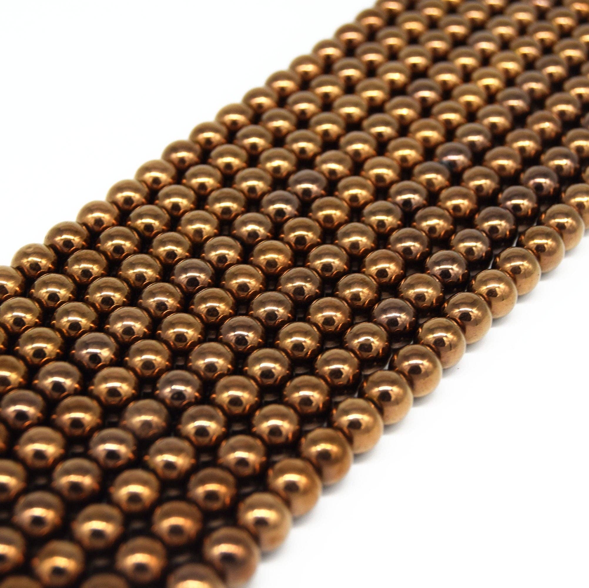 Only Beads - Wholesale Beads - Hematite Beads |  Metallic Bronze Round Natural Gemstone Beads - 4mm 6mm 8mm 10mm Available1