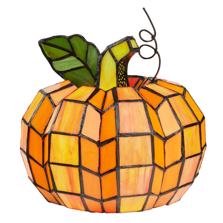 River of Goods - Wholesale Accent/Desk Lamp - 9"H Patch the Pumpkin Tiffany Stained Glass Accent Lamp1