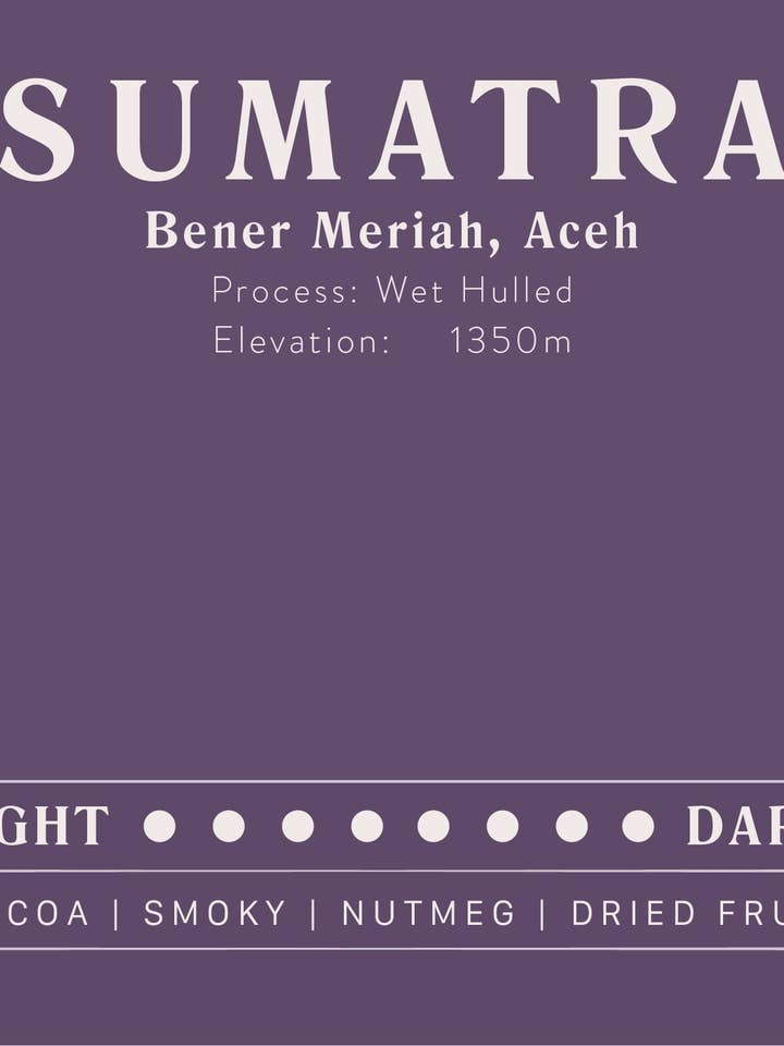 Sumatra pour la vente par Live Oak Coffee Roasters