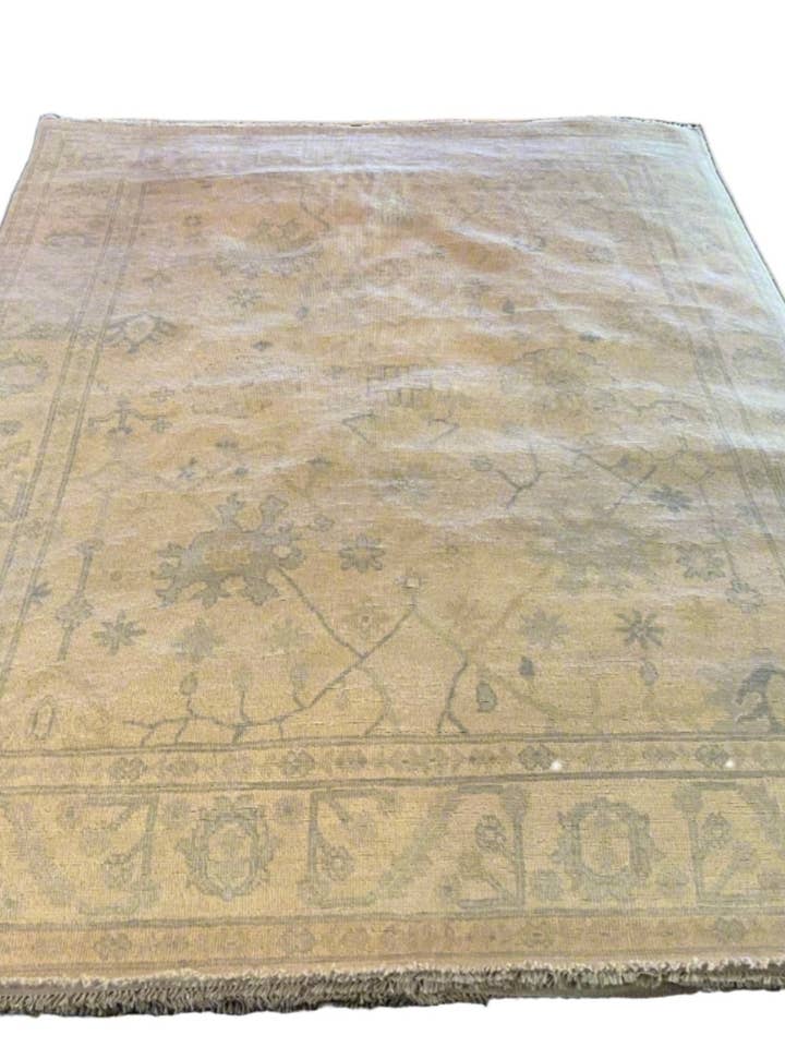 Judit 8x10.3 Cream and Blue Hand-Knotted Oushak for wholesale by Banana Manor Rug Co.