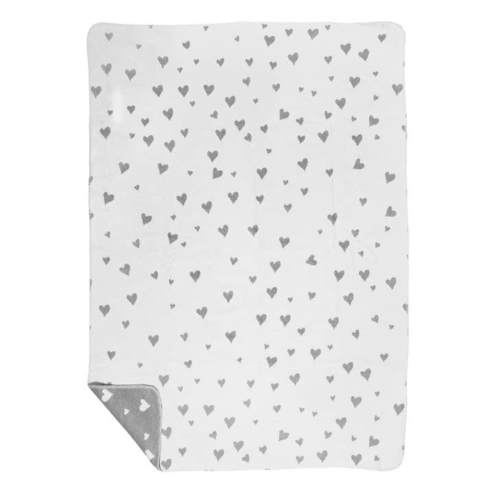 Mars & More - Brand of B Living – Manta para sofá por atacado – Manta Cinza Claro com Corações 150x200 cm2