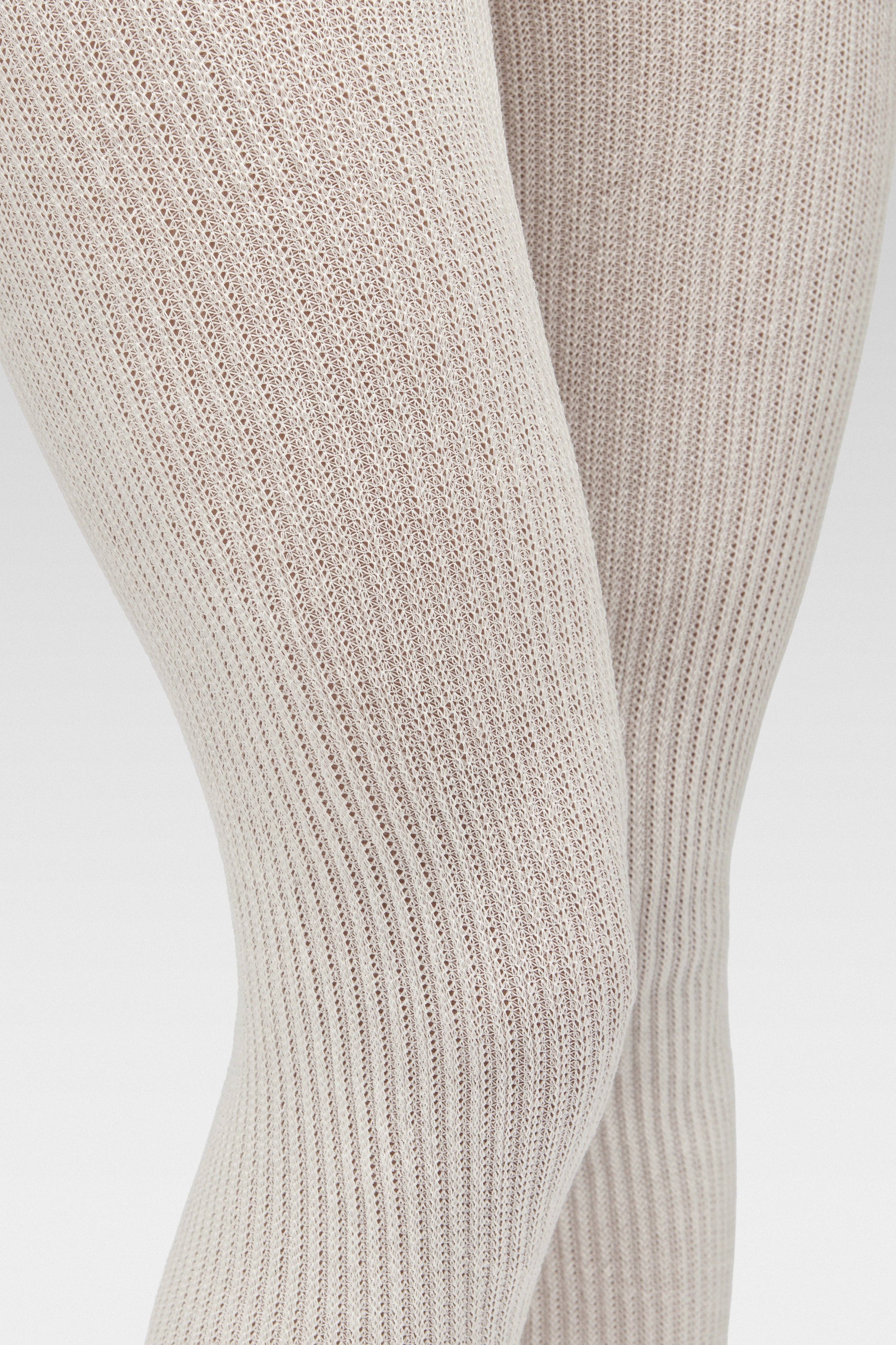 White Cosmo Ribbed Wool Tights for wholesale on Faire2
