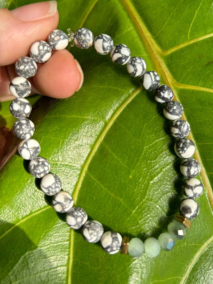 Mixed Rock Beads With Sage Green Beads And Gold Detail for wholesale by Good Vibes Beads Design