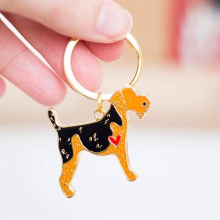 Welsh Terrier - Enamel Key Ring for wholesale by Ren and Thread