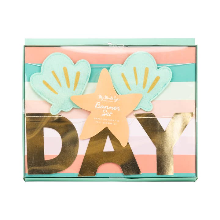 PLMER03 - Mermaid Happy Birthday Puffy Felt Banner for wholesale by My Mind’s Eye