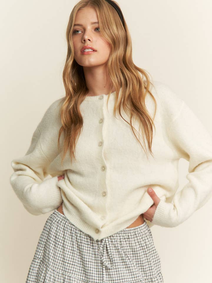 Ivory Cozy Button-up Knit Cardigan for wholesale on Faire7