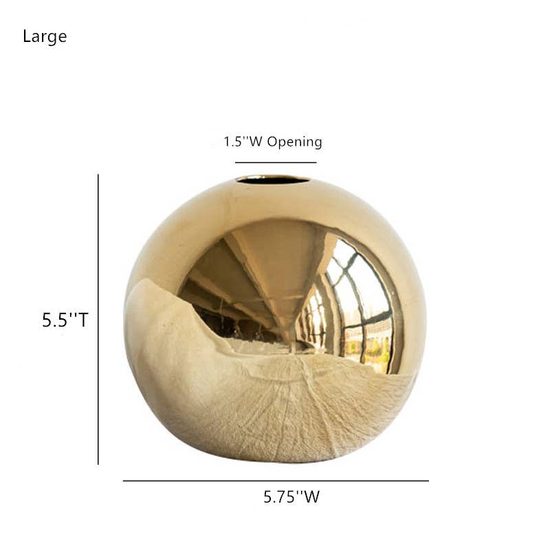 Sweet Home Deco - Wholesale Vase - Round Gold Ceramic Vase, Decorative Modern Ball Floral Vase 2