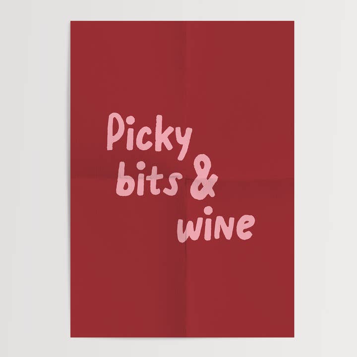 Picky Bits & Wine Art Print for wholesale by The Shy Zebra Print Company