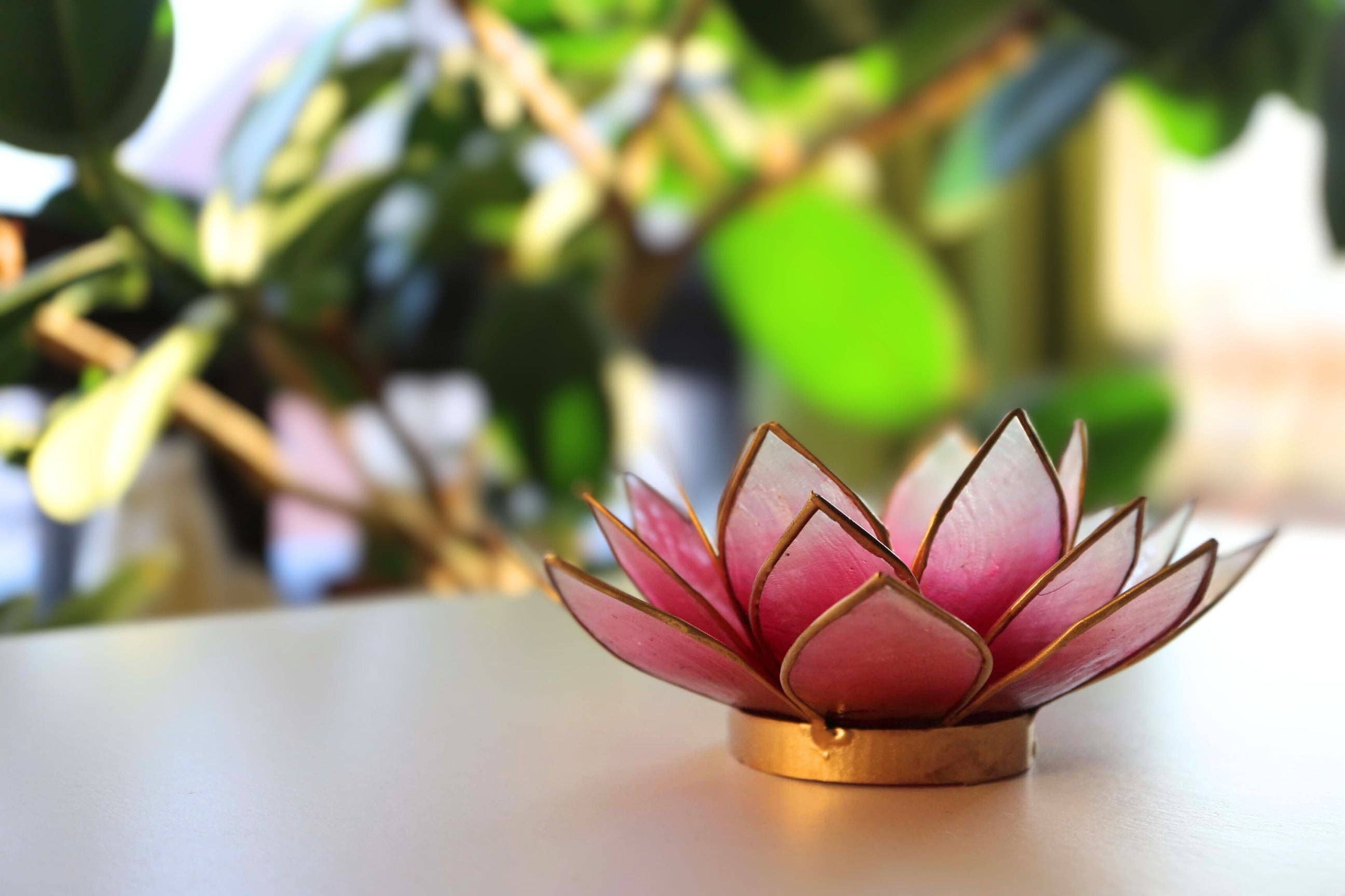 Rauha Crafts - Wholesale Candle Holder - Capiz Tealight Candle Holder | Lotus - Red/Natural5