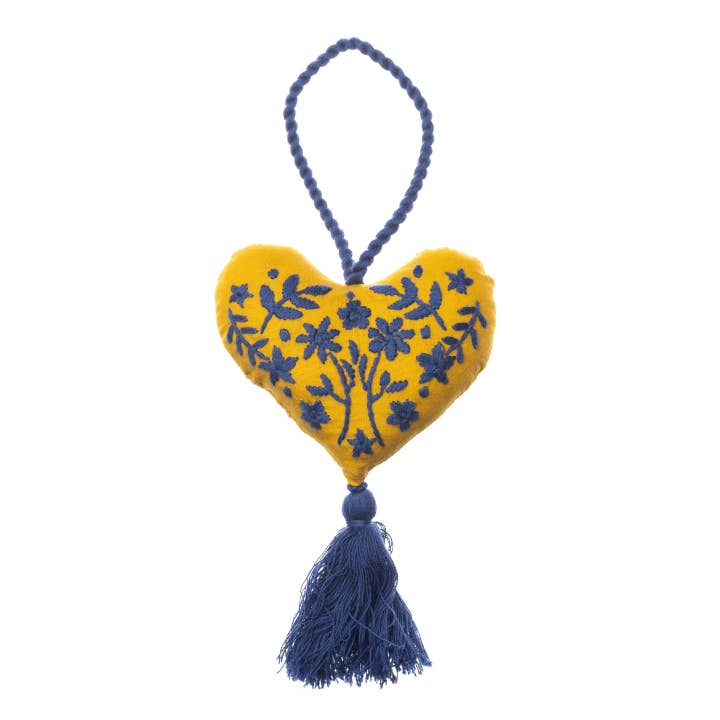 Folklore Single Heart Decoration Yellow for wholesale by Just Trade UK