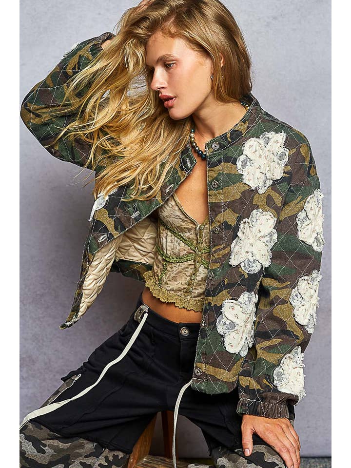 Pol Clothing - Wholesale Jacket - Women's - Mock neck balloon sleeve oversized fit quilted Jacket29