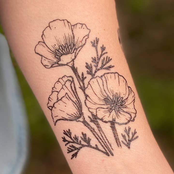 NatureTats - Wholesale Temporary Tattoo - Golden Poppy Temporary Tattoo4