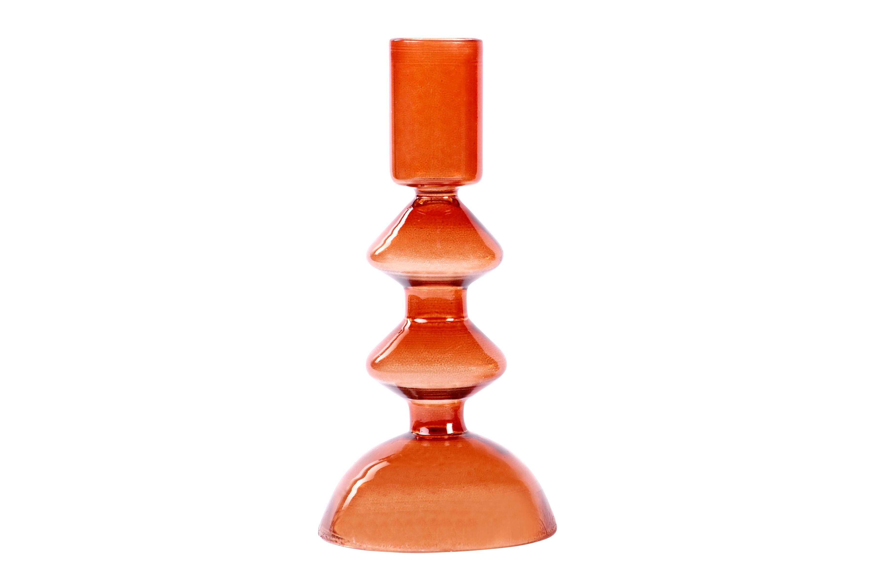 Casa Amarosa - Wholesale Candle Holder - Retro Glass Candle Stick Holder- 6 x 2.5 Inches_ Rust Orange1
