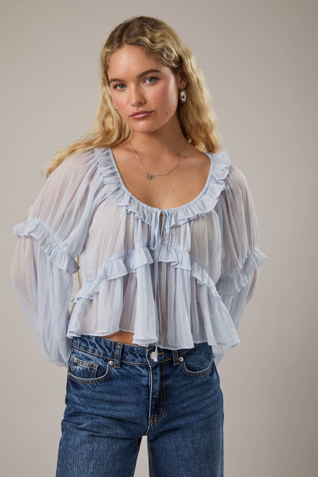 LE LIS - Wholesale Blouse - Women's - SCOOP NECK RUFFLE DETAIL BLOUSE6