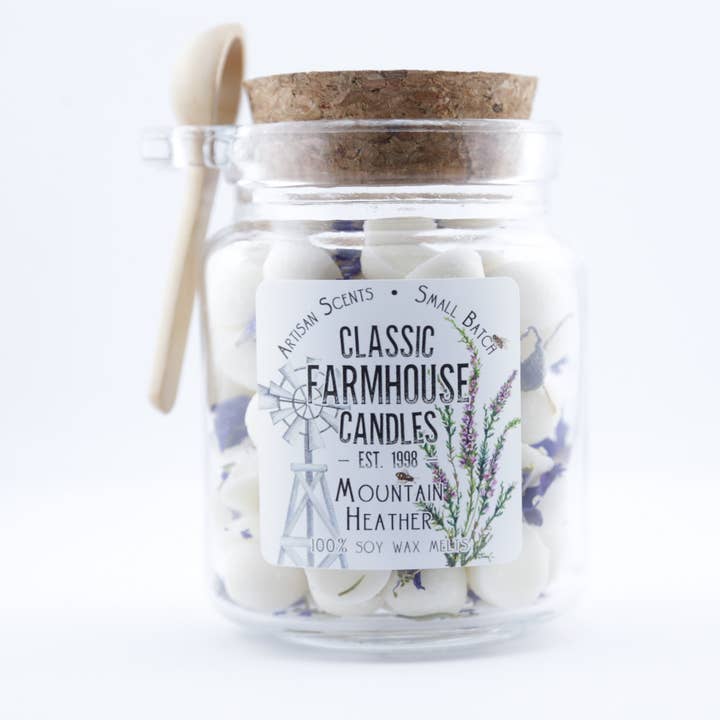 NEW! Soy Wax Melt Jar - Mountain Heather for wholesale by Classic Farmhouse Candles