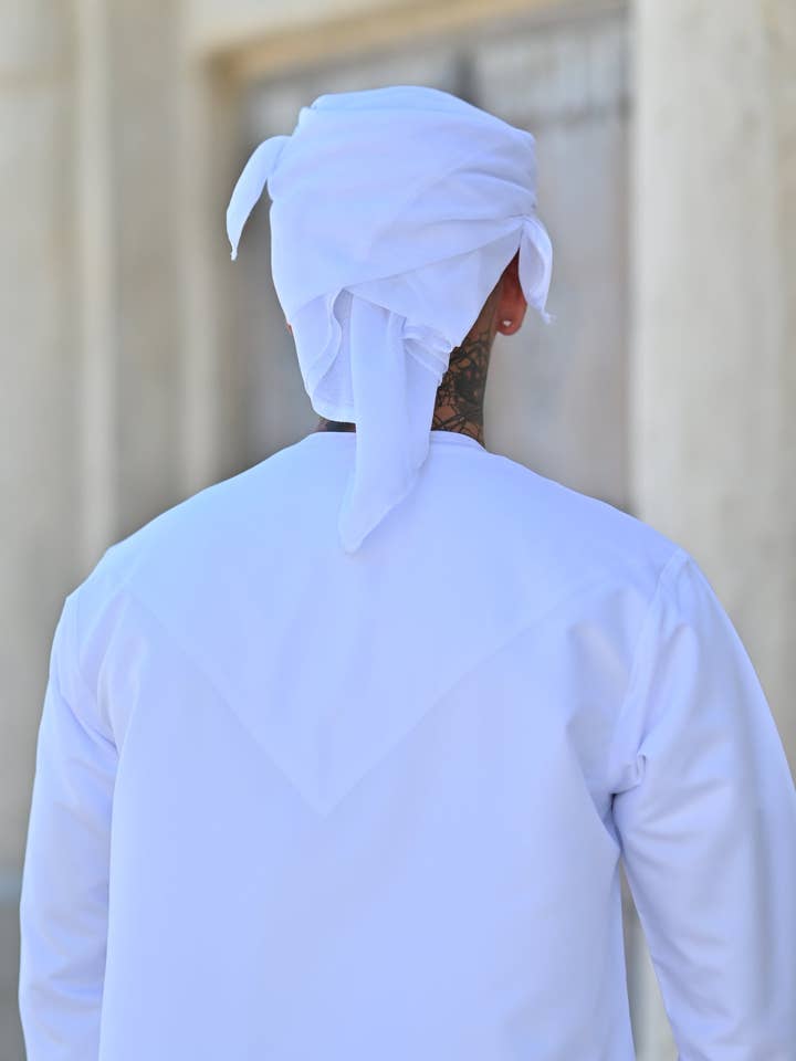 MY LITTLE JUBBA - Venta al por mayor Caftán - Mujer - Sombrero árabe blanco confeccionado para hombre Ghutra Keffiyeh3