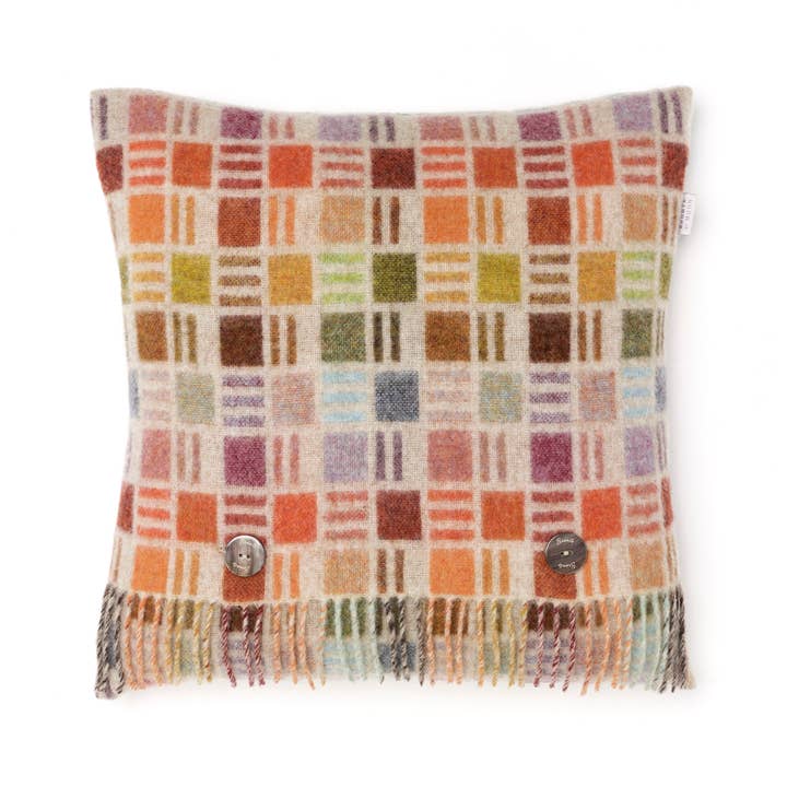 Bronte Moon - Wholesale Throw Blanket - Merino Lambswool Throw Blanket - Ribbon Multi-Beige - Made in England,6