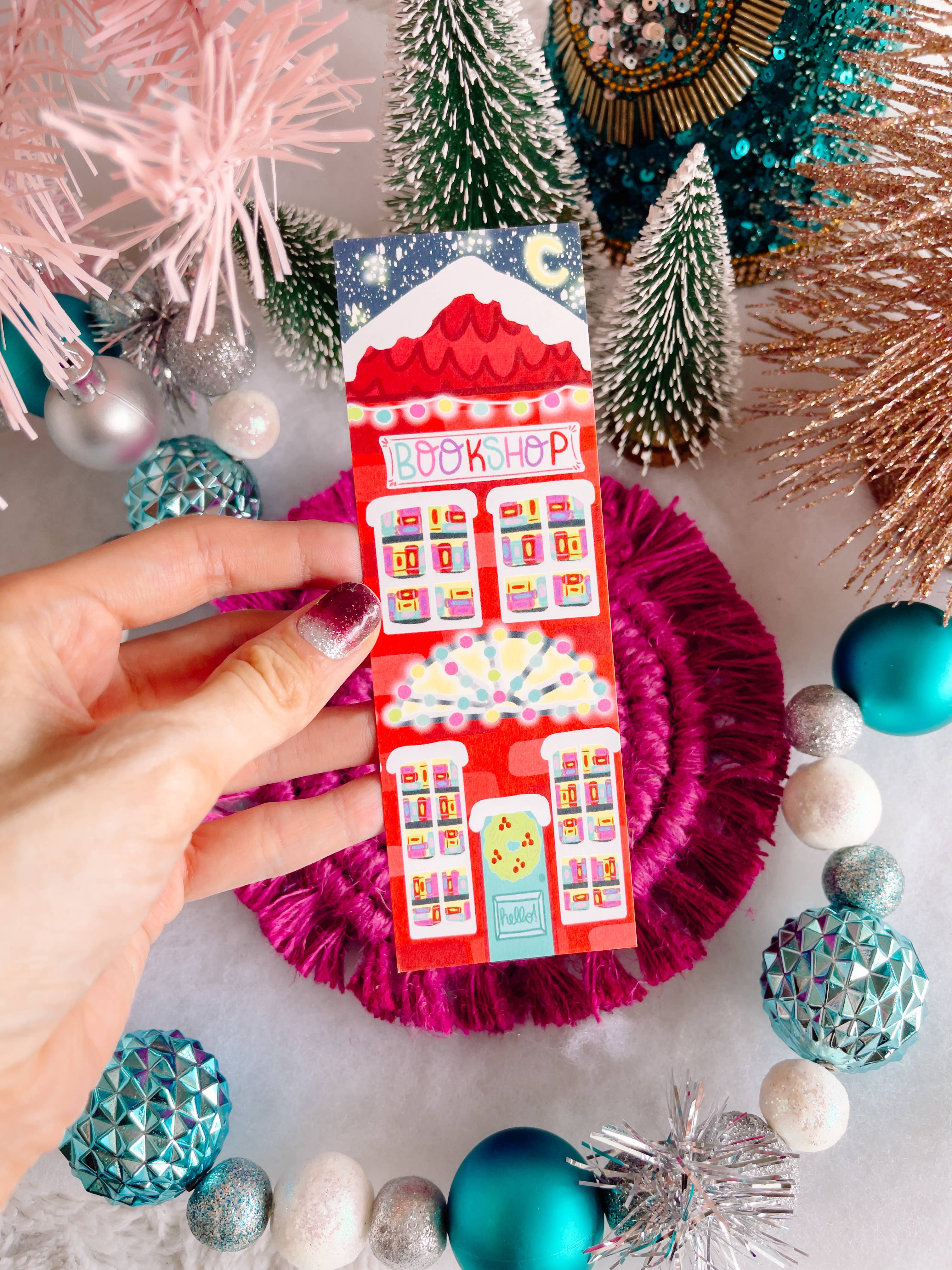 Emily Cromwell Designs - Wholesale Bookmark - Christmas Bookshop Bookmark1