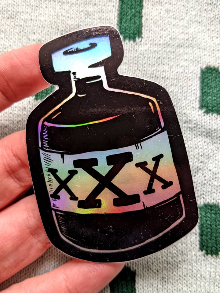 Sticker: Holo Booze Bottle for wholesale by Gingerly Made