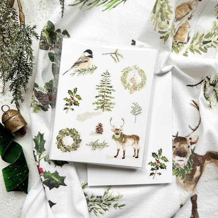 emily lex studio - Wholesale Tea Towel - evergreen christmas tea towel
