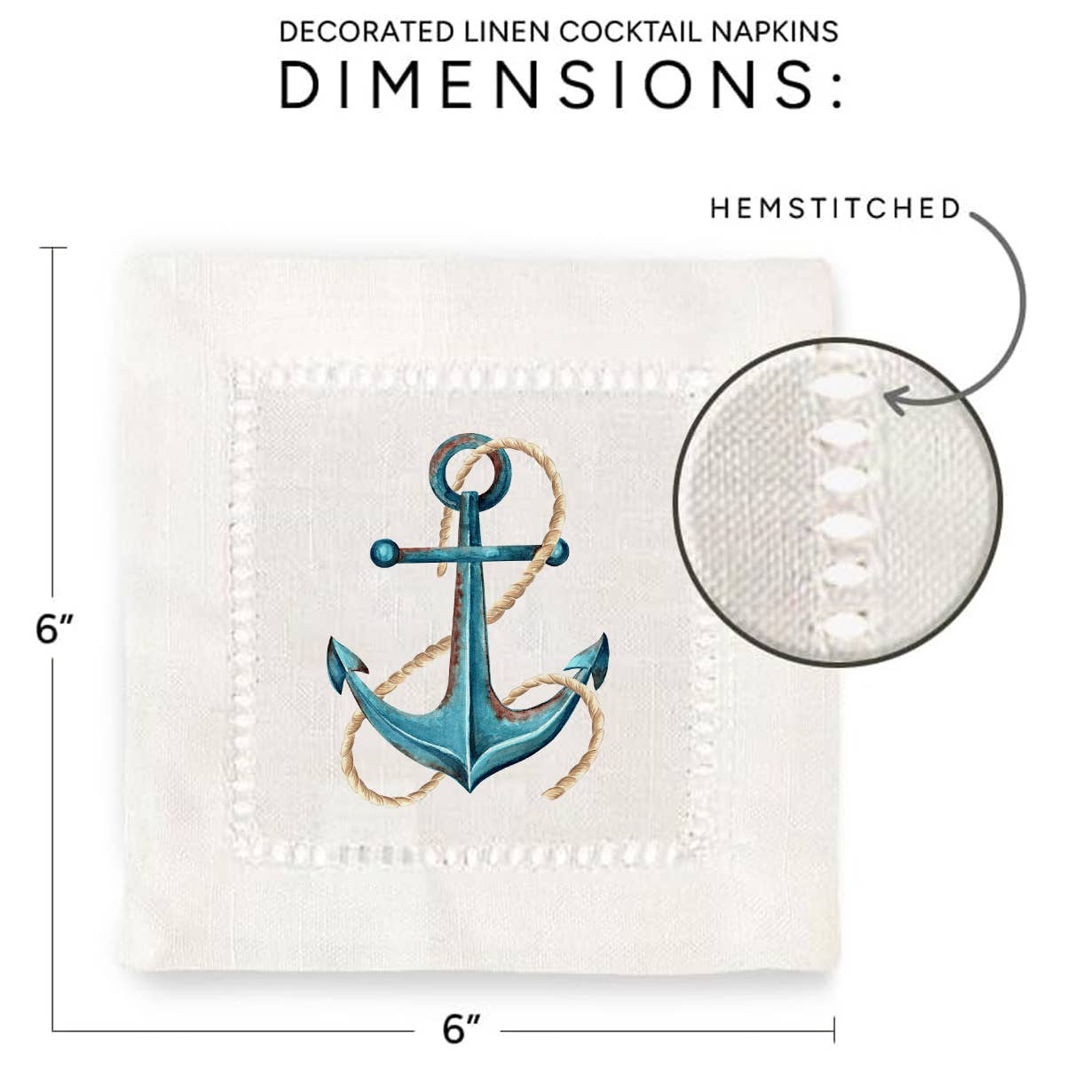 Jolitee - Wholesale Dinner & Cloth Napkin - Hemstitch Napkins - Nautical, Four Styles to Choose From10