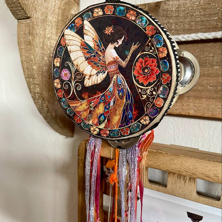 Bodhi Leaf Market - Venta al por mayor Artículo de meditación - Pandereta Clásica de Hada Encantada de 4" y Cinta de Fantasía3