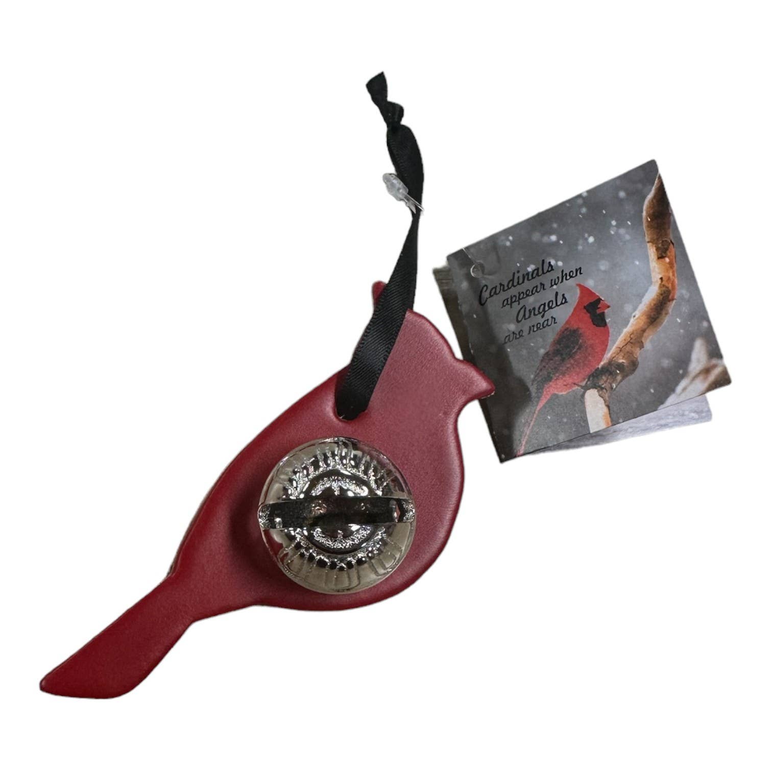 New England Bells - Wholesale Ornament - Cardinal Keepsake Bell W/ Black Ribbon1