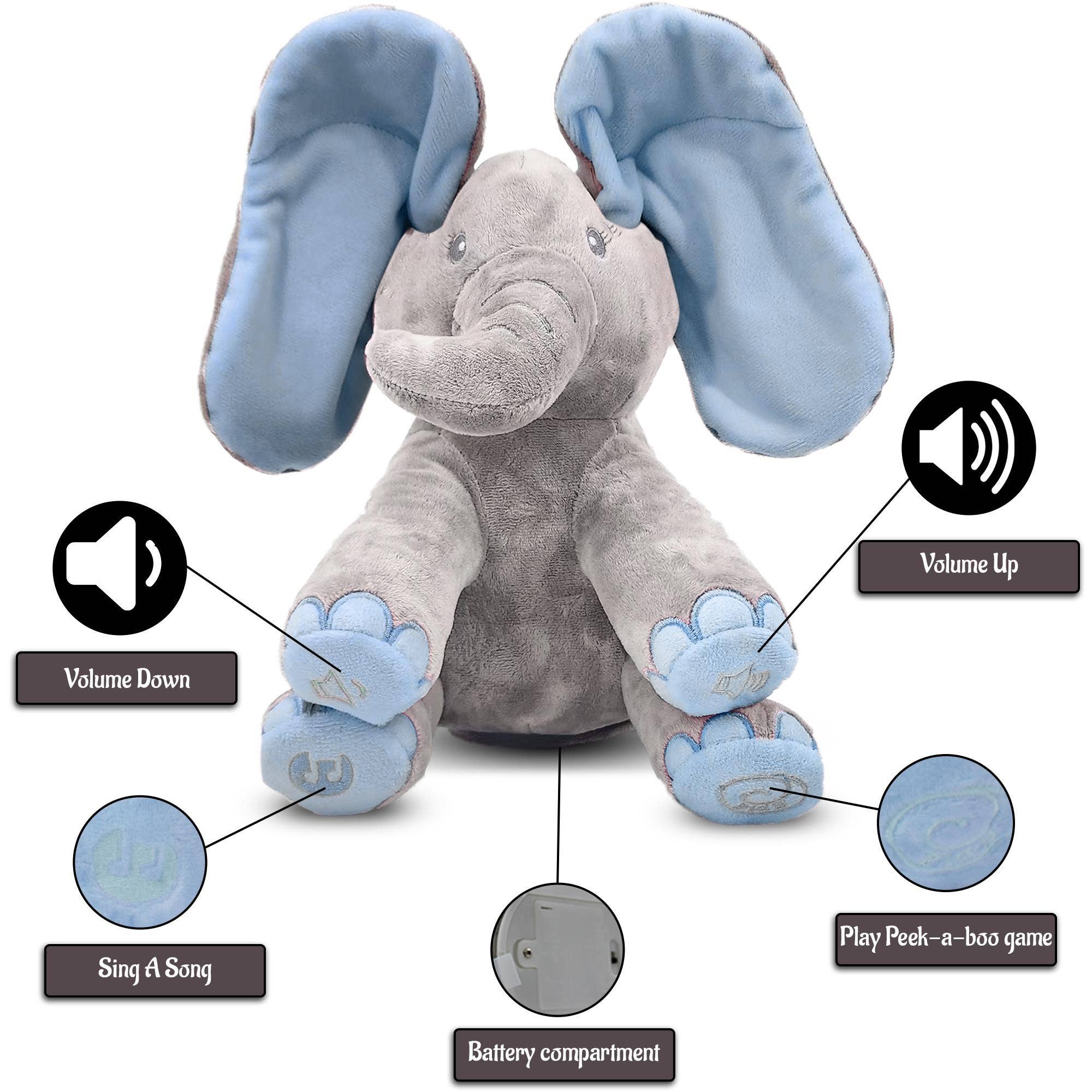 Dimple - Wholesale Stuffed/Plush Toy - Kids & Baby - Kyle Singing Elephant w Peek-a-Boo, Stuffed Animal Toy2