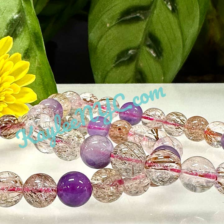 KayleeNYC - Wholesale Beaded bracelet - Natural Super 7 Melody Rutilated 8-9mm 7.5” Bracelet3