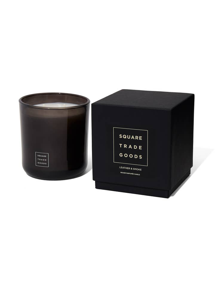 Candela in Pelle e Fumo da 16 oz. per la vendita all'ingrosso da parte di Square Trade Goods Co
