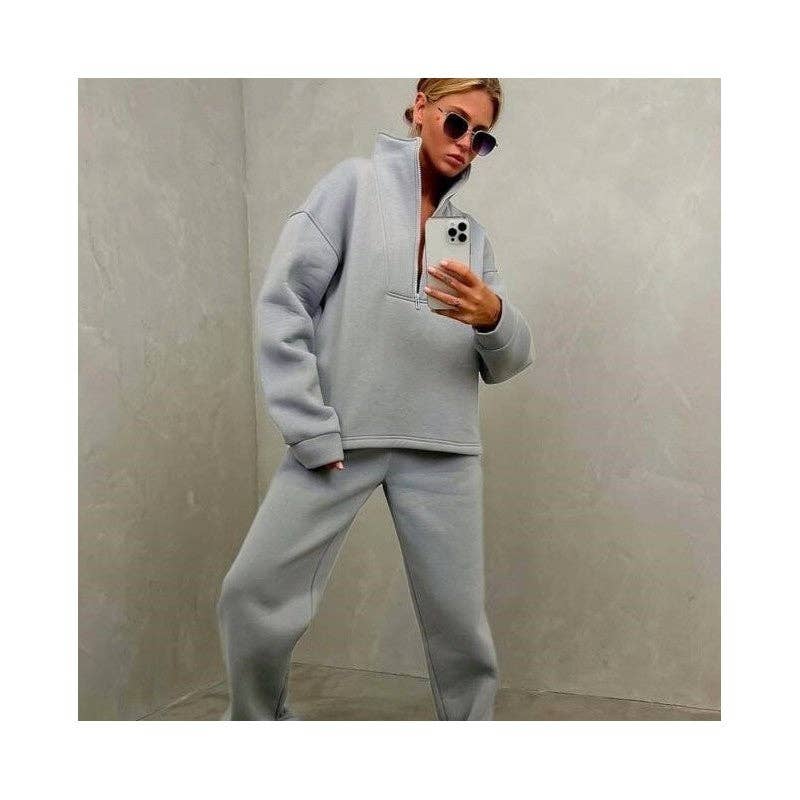 UZ Wholesale Store - Wholesale Tracksuit - Women's - Solid Color Long Sleeve Stand Collar Zip-Up Sports Suit7